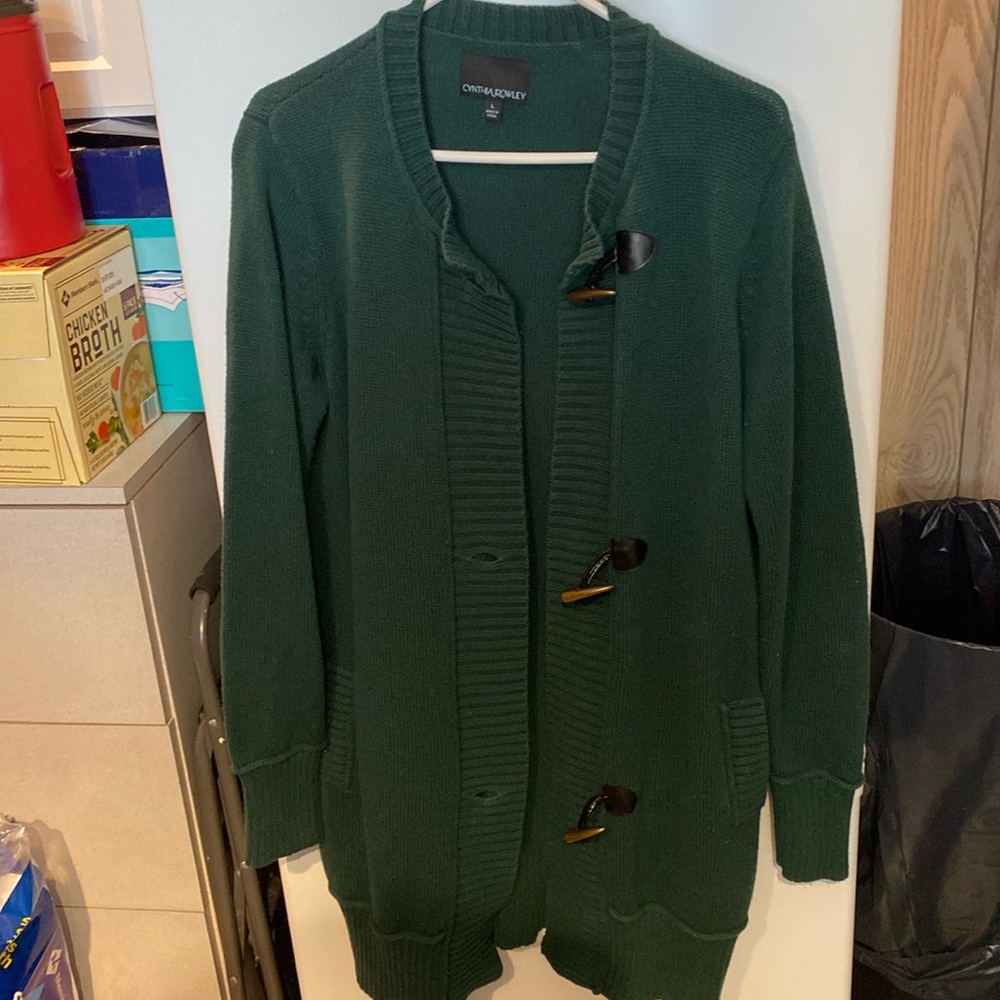 Cynthia Rowley women’s size large forest green duster sweater